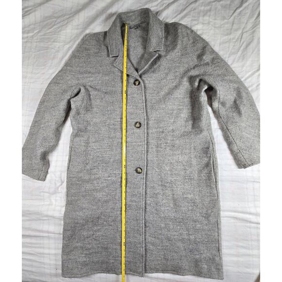 Cos Womens Overcoat Boiled Wool Cotton Single Breasted Unlined Pockets Gray M - Picture 5 of 11